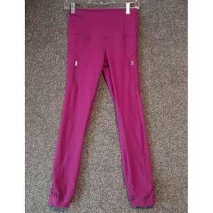 Lululemon Pants Womens 4 Purple Speed Tight IV Zipper Pockets Reflective Ruched